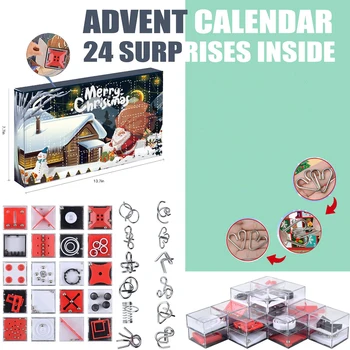 24pcs 2021 Vianočné Puzzle Adventný Kalendár Mozgu Teaser Hračka Časovač, Kalendár Vianočné Odpočítavanie Slepé Okno Darček