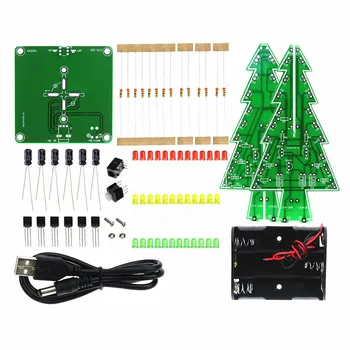 Trojrozmerný Vianočný Strom 3D LED DIY Súprava Červená/Zelená/Žltá LED Bleskom Okruhu diy elektronické nastavenie Elektronické Zábavné Suite
