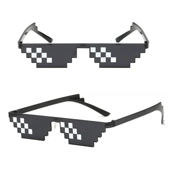 VIVIBEE Zábavné Black 8 Bitov Mozaiky slnečné Okuliare Oculos Vysporiadať S tým v Pohode Thug Life Pixelov Cartoon Okuliare Maškarný Strany Tieni
