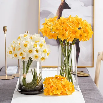 Nanairo 6pcs 39 cm Umelý Kvet Daffodil Kytice Domov Svadobné Party Dekorácie Ploche Ornament Plavidlá Falošné Kvety