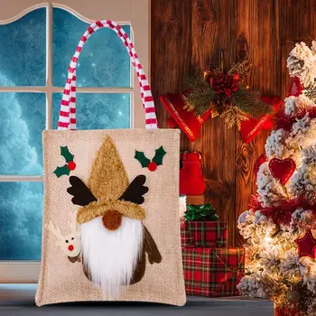 Vrecoviny Vianočné Tote Bag Opakovane Vianoce, Santa Claus Nákupný Vianočný Darček Taška S Vysokou Kapacitou Skladacia Prenosné Shopper