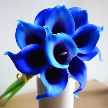 DK Blue fialová Kala Ľalia Skutočný Dotyk Kvety, umelé kvety Pre Hodvábne Svadobné Kytice, Centerpieces, Svadobné Dekorácie