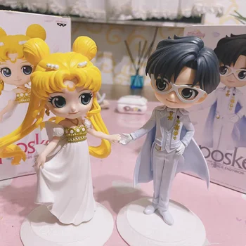 14 CM Bandai Pôvodné Sailor Moon Anime Obrázok Svadobné Šaty Tsukino Usagi Chiba Mamoru Anime Figúrka Model Hračky Pre Dievčatá Dary