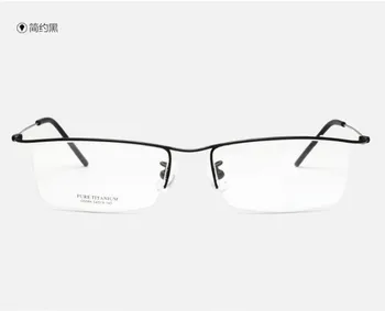 Čistý titán optické rám klasické Mužov business pol-rim okuliare, rám na okuliare dioptrické ultra ľahké okuliare black