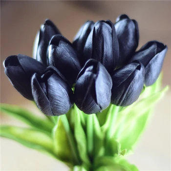 30pcs čierne Tulipány Umelé Kvety Skutočný dotyk PU artificiales para zariadené, pri Kytice domov Svadobné dekorácie umelé kvety