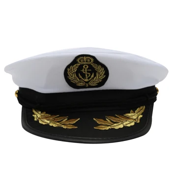 Dospelých Jachta Loď Kapitána Klobúk Navy Spp Loď Námornícky Kostým Party Maškarný Čierna+Biela