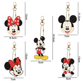 Disney 5D Diamond Maľovanie Keychain Špeciálne Drahokamu Cartoon Mickey Minnie Mouse Výšivky DIY Plavidlá prívesok na Príslušenstvo
