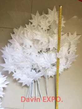 Nové 62 cm simulácia umelé biele javorový list listy Dekoratívne kvetinové Strany DIY Domáce Svadobné Mall Kvetinové dekorácie