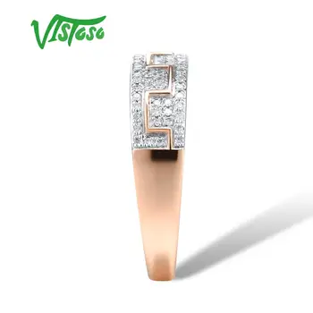 VISTOSO Zlaté Prstene Pre Ženy, Skutočné 14K 585 Rose Gold Ring Iskrivý Diamant Sľub Zásnubné Prstene Výročie Jemné Šperky