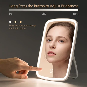 Nabíjateľné LED make-up Zrkadlo Sklopné Osvetlené Toaletné Mirrorwith 3 Farebné Svetelné Režimy Cestovné Kozmetické Zrkadlo S Dotykovým displejom