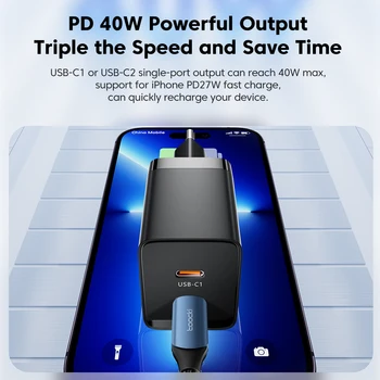 Toocki Dual USB C Nabíjačky 40 W PD Typ C Mobilný Telefón Adaptér Rýchly Charge3.0 Pre iPhone 14 iPad Huawei Xiao Stenu Rýchlo Chargeur