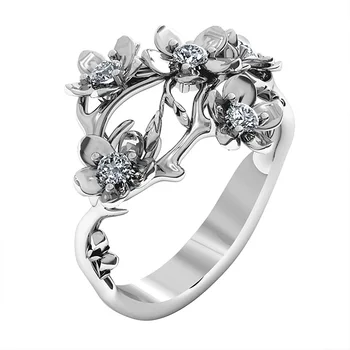 Novo Kvet Prstene Pre Ženy Crystal Cubic Zirconia Elegantný Darček Vyhlásenie Šperky Krúžok Štýlový Ženské Doplnky Strany