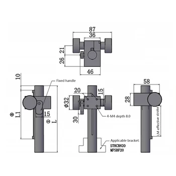 1PC Z-osi hrebeňové s mierkou zdvíhacie stĺpec jednoduchú úpravu montáž ZKB20-150-110 optické list tabuľka