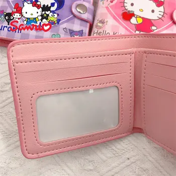 Nové PU Sanrio Melódie Kuromi Hello Kitty Cinnamoroll Pochacco Bežné Orezanie 2-násobne Peňaženky Koberčeky s Láskou Tlačidlo Karty Peňaženky