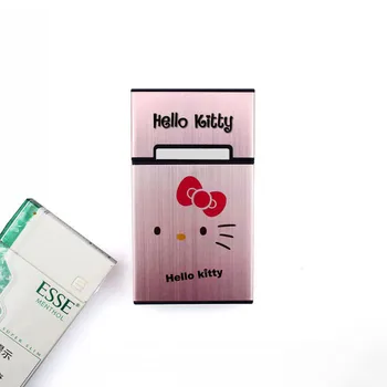 Hello Kitty Cigariet Prípade Anime, Komiksu Dievčatá 20 Ks Z Hliníkovej Zliatiny Flip Cover Prenosné Železa Box Skladovacie Škatule Dary