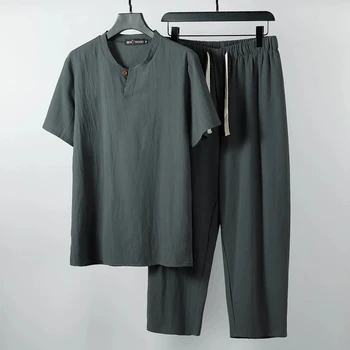 Kvalitné letné mužov bielizeň pyžamo Krátky Rukáv tričko a nohavice, súpravy domáce oblečenie veľkosť 8XL 9XL tees voľné pyžamo 64 68