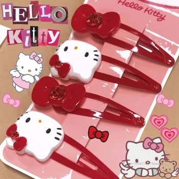 Sanrio Hello Kitty Vlásenky Cartoon Kawaii Sladké Príslušenstvo Y2k Dievčatá Luky Vlasy Klip 4 Kusy Nastaviť Ženy Kórejský Trend Barrettes