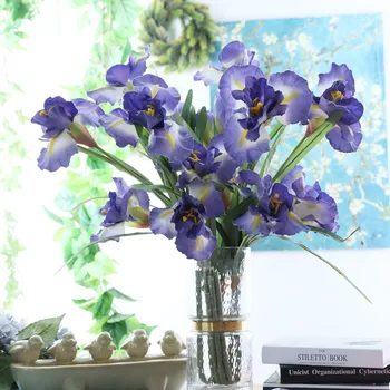 NOVÝ 3 hlavy alice iris kvet s zelené listy hodváb Umelé kvety pre Domova flores orchidea