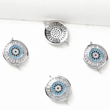 DIY náramok, náhrdelník prívesok Zistenia dvojité zavesenie turecký oko vykladané zirkón medi materiál ručné kovanie 18 K zlatom 1 KS