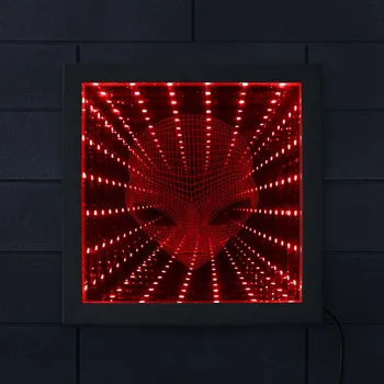 Cudzie Tváre Ilúzie Zrkadlo Rám 3D Pop-eyed Cudzie LED Vír Tunel Infinity Mirror Ohromujúci Optické Ilúzie Osvetlené Zrkadlo