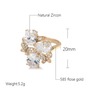 SYOUJYO 2022 Nové Luxusné Motýľ Krúžok Pre Ženy 585 Rose Gold Prírodné Zirkón Micro Vosk Vykladané Denné Univerzálny Módne Šperky