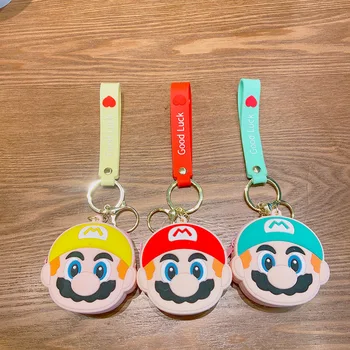 Super Mario Bros Cartoon Keychain Silikónové Mince Kabelku Anime Luigi Bowser Yoshi Wario Bábiky Mini Skladovanie Taška Ozdoby Deti Darčeky