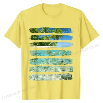 T-Shirt, Tropickým Rajom Ostrov, Pláž, Strom, Morské Bavlna Topy T Shirt pohodlné Zľava Bežné Tričká