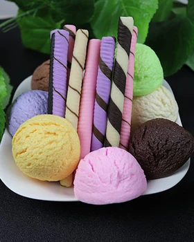 Umelé Obchod Dekoratívne Potraviny, Farebné PVC Simulácia Ice Cream Loptu Čokoládové Sušienky Stick Potravín Model