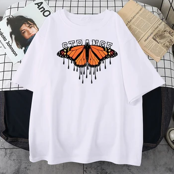 Funny Orange Motýľ Mužov Tričko Harajuku Tlač Oblečenie Muž Harajuku Streetwear Tričká Topy Nadrozmerné Tee Košele Pre Mužov