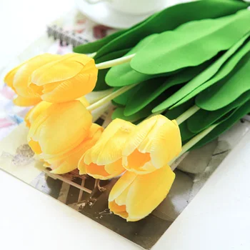Veľkoobchod Žltá Pu Umelé Tulipány Pre Domáce Dekorácie /Umelý Kvet Nevesta Drží Kvetiny Pre Svadobné Party Multicolor