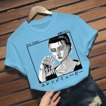 Útok na Titan T Shirt Anime Eren Yeager Vytlačené Krátky Rukáv Bežné Mužov Harajuku Tee tričko Unisex Topy