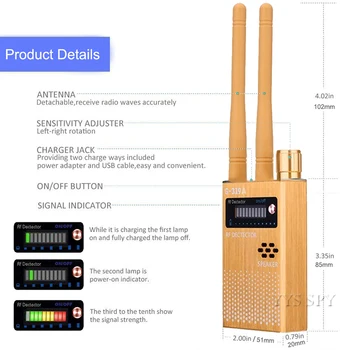 Duálna Anténa RF Signal Anti-Spy Skrytá Kamera Anti Úprimných Kamera Detektora Odpočúvacie Miniatúrnych Audio Chybu GPS, GSM Zariadenia Finder