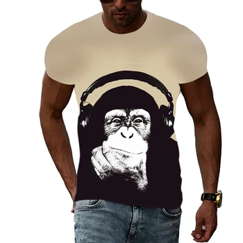 Letné Módy Legrační Opice Grafické pánske Tričko pre Mužov Trend Osobnosti 3D Vytlačené T-shirts Hip Hop Bežné Streetwear Top