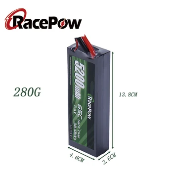 RacePow 5200mAh 7.4 V 2S 65C RC Prípade Pevného Lipo Batérie s T Dekani Plug 1/10 1/8 Stupnice pre Traxxas Slash Auto Truck Nádrž Buggy