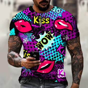 Populárne 3D Tlač pánske T-Shirt Zábavné Graffiti Vzor Letné Módne O-Neck T-Shirt Streetwear Harajuku Muž Nadrozmerné Tees