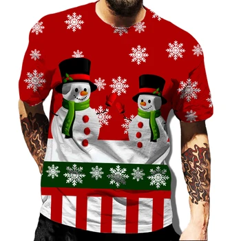 Vianočný Karneval Nové 2022 Značky pánske T-shirt 3D Tlač Santa Claus Kostým Vianočný Stromček, Snehuliak Atmosféru
