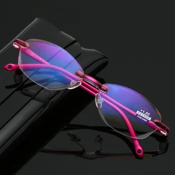 Presbyopia Pamäť Ďalekozrakosť Frameless Zväčšovacie Sklo Eyeswear Anti Modré Svetlo Na Čítanie Okuliare Bez Obrúčok +1.0+1.5+2.0+2.5+3.0+3.5+4.0