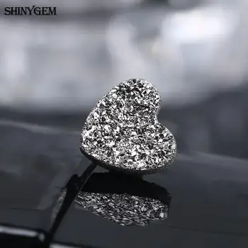ShinyGem 5 KS 6-10 mm Ploché Láska Srdce Minerálne sklo Druzy Pevné Skutočný Prírodný Kameň Korálky Pre KUTILOV, Šperky, Takže Prstene, Náhrdelníky