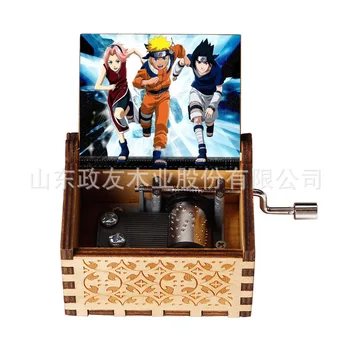 Naruto Animácie Periférne Drevené Music Box Maľované Rezbárstvo Strane Music Box Naruto Sasuke Music Box Detí, Darček k Narodeninám