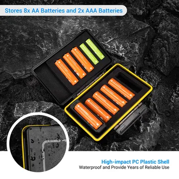 JJC 10 Slotov AA AAA Batérie Prípade Držiteľ Úložný Box Organizátor pre 8x AA 2x AAA Nepremokavé Batérie Kontajner s Battery Tester