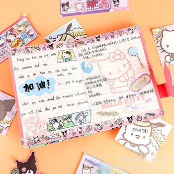 Nové Kawaii Hello Kitty Notebook Sanrioed Kuromi Pochacco Cinnamoroll Magnetické Tlačidlo Poznámkový Blok, Písacie Potreby Strane Ledger Deti Darček B6