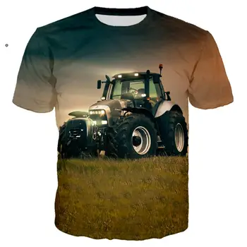 2021 Nové Nadrozmerný 3D Tlač Auto, Traktor T Shirt Mužov Ropa Hombre Bežné Chlapec T-shirt Muž Tričko Topy Muž Nadrozmerné Oblečenie
