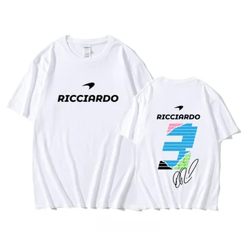 F1 McLaren 3 Daniel Ricciardo T-shirt Mužskej Nové 2022 Leto Bavlny O-Krku Voľné Unisex Topy Bežné Výtlačky Športové Košele Čierna