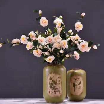 MBF Vysokej Kvality Camellia Umelé Kvety Hodváb Falošné Čaj Ruže Kvet Pobočky DIY Domáce Stranu Svadobné Dekorácie