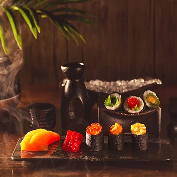 Miniatúr, Umelé Falošné Sushi Simulácia Roztomilý Pvc Materiálu, Ryby, Krevety, Garnáty, Losos Plátky Model Maľovanie Rekvizity Dodávky