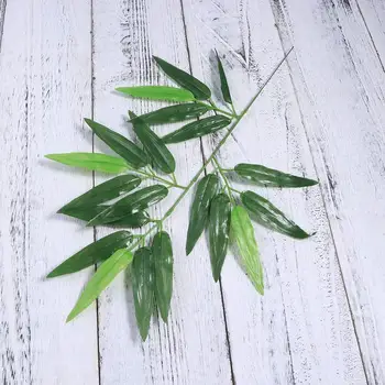 10PCS Pobočiek Zelené Umelé Bambusové Listy Hodvábnej látky Umelé Rastliny pre Svadobné Dekorácie Home Office Dekor Listy