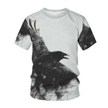 Vrana Vytlačený 3D T-shirt Zvierat Raven Vták Dizajn Harajuku Streetwear Nadrozmerné Topy Muži Ženy Letné Módy Bežné Krátky Rukáv