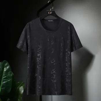 Čierne tričká Mužov 2021 Letné Krátke Rukáv Tričko Cool Veľký Veľkosť Tričko Streetwear Módy Tees Topy Plus Veľkosť 11XL HA103
