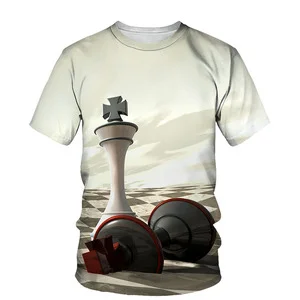 Nové pánske International Chess 3D Tlač T-shirt Každodenné Bežné Topy Letné Módy Krátkym Rukávom High Street O-Krku Streetwear