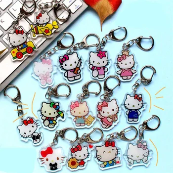 Sanrio Hello Kitty Keychain Kawaii Akrylové Transparentné Dvojité Vrstva prívesok na Roztomilý Módne Batoh Ozdoby pre Dievčatá